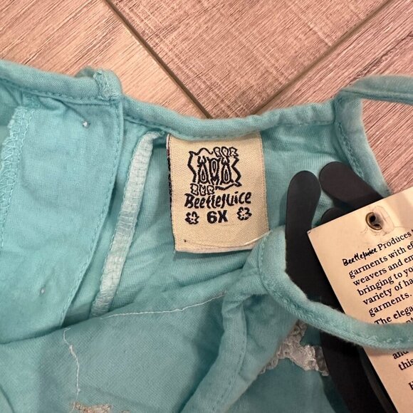 BEETLEJUICE LONDON GIRLS RUFFLE AQUA TIERED POLKA DOT TANK SHIRT SIZE - Picture 5 of 6